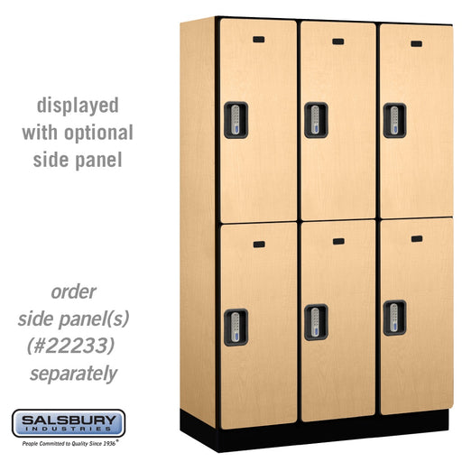 Salsbury 15" Wide Double Tier Designer Wood Locker - 3 Wide - 6 Feet High - 18 Inches Deep - Maple - Silver Electronic Locks - Sweatfully
