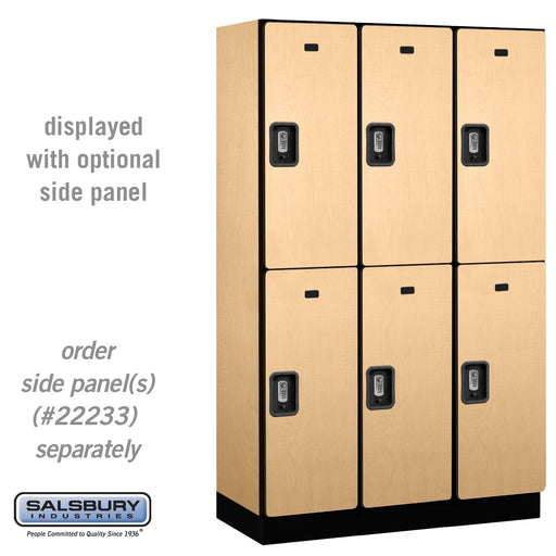 Salsbury 15" Wide Double Tier Designer Wood Locker - 3 Wide - 6 Feet High - 18 Inches Deep - Maple - Silver Resettable Combination Locks - Sweatfully