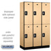 Salsbury 15" Wide Double Tier Designer Wood Locker - 3 Wide - 6 Feet High - 18 Inches Deep - Maple - Silver Resettable Combination Locks - Sweatfully
