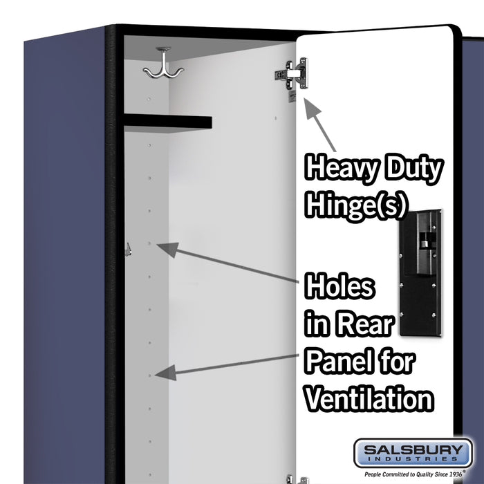 Salsbury 15" Wide Double Tier Designer Wood Locker - 3 Wide - 6 Feet High - 18 Inches Deep - Blue - Hasps - Sweatfully