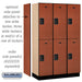 Salsbury 15" Wide Double Tier Designer Wood Locker - 3 Wide - 6 Feet High - 18 Inches Deep - Cherry - Hasps - Sweatfully