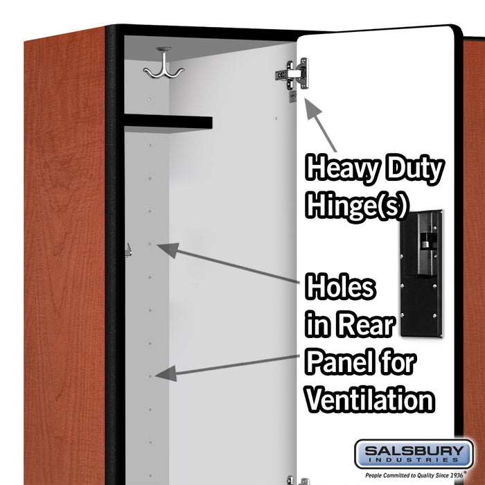 Salsbury 15" Wide Double Tier Designer Wood Locker - 3 Wide - 6 Feet High - 18 Inches Deep - Cherry - Hasps - Sweatfully