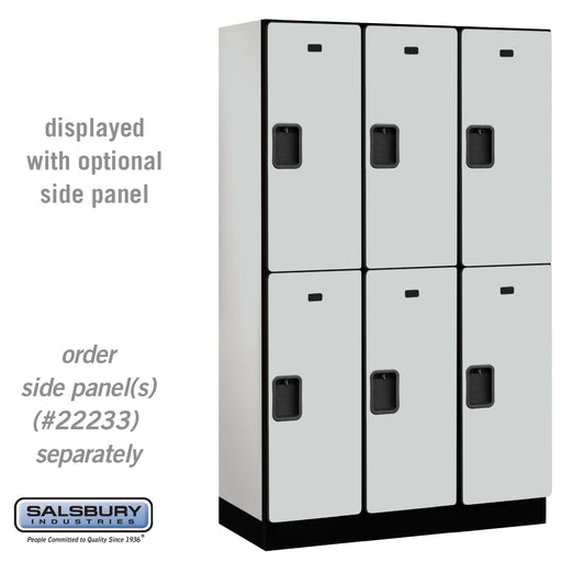 Salsbury 15" Wide Double Tier Designer Wood Locker - 3 Wide - 6 Feet High - 18 Inches Deep - Gray - Hasps - Sweatfully