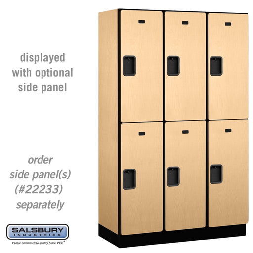 Salsbury 15" Wide Double Tier Designer Wood Locker - 3 Wide - 6 Feet High - 18 Inches Deep - Maple - Hasps - Sweatfully