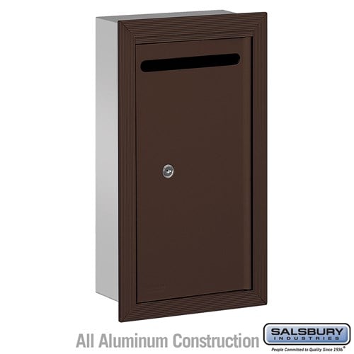 Salsbury Letter Box (Includes Commercial Lock) - Slim - Recessed Mounted - Bronze - Private Access - Sweatfully