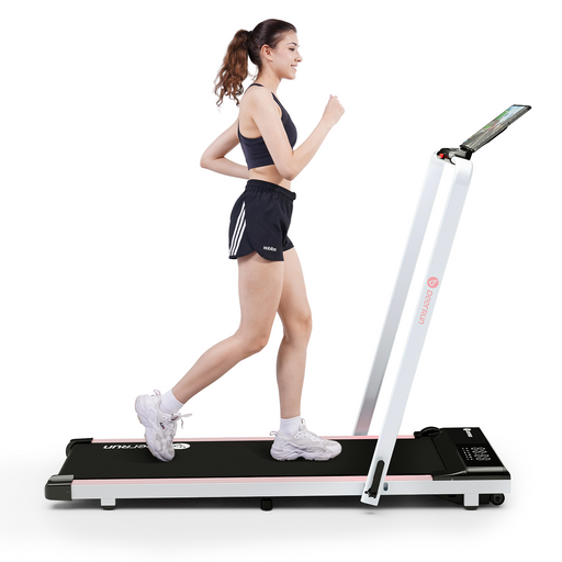 DeerRun A5 Pro Smart 2 in 1 Folding Treadmill Pink with Handrail, 300Lbs - Sweatfully