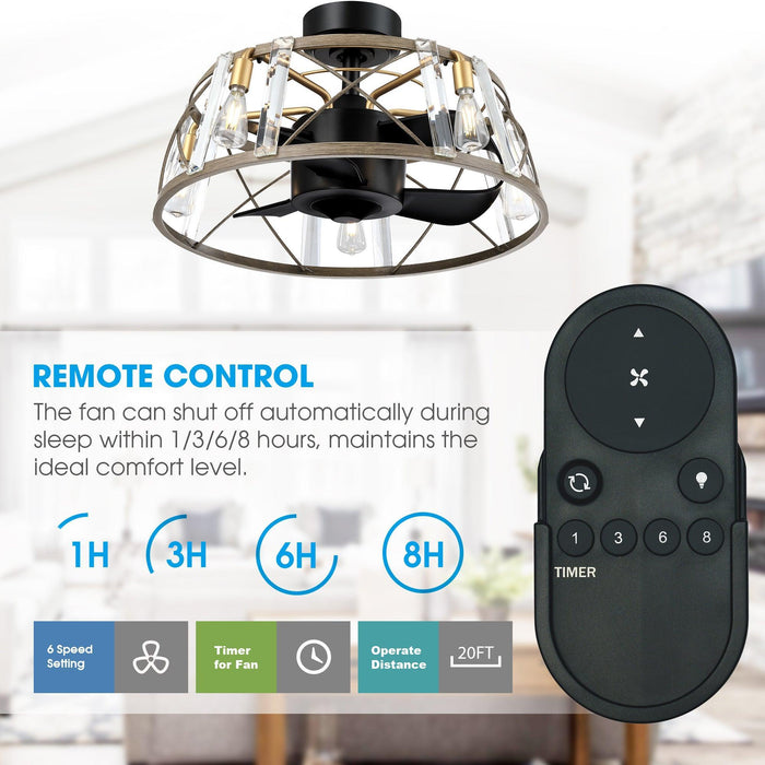 23" Modern Satin Nickel DC Motor Downrod Mount Reversible Fandelier Ceiling Fan with Lighting and Remote Control - Sweatfully