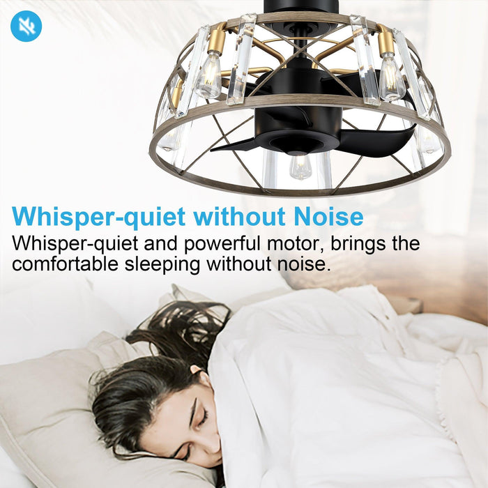 23" Modern Satin Nickel DC Motor Downrod Mount Reversible Fandelier Ceiling Fan with Lighting and Remote Control - Sweatfully