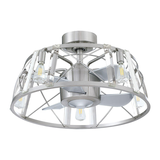 23" Modern Satin Nickel DC Motor Downrod Mount Reversible Fandelier Ceiling Fan with Lighting and Remote Control - Sweatfully