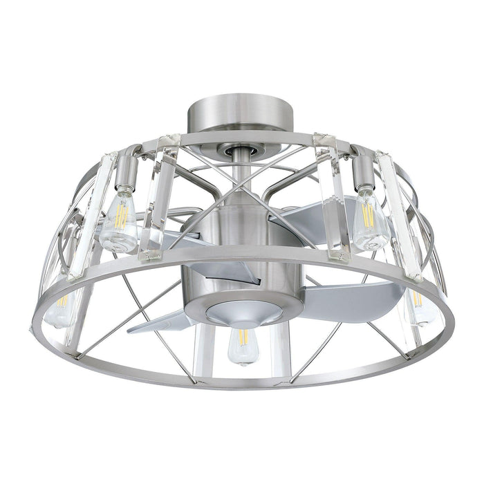 23" Modern Satin Nickel DC Motor Downrod Mount Reversible Fandelier Ceiling Fan with Lighting and Remote Control - Sweatfully