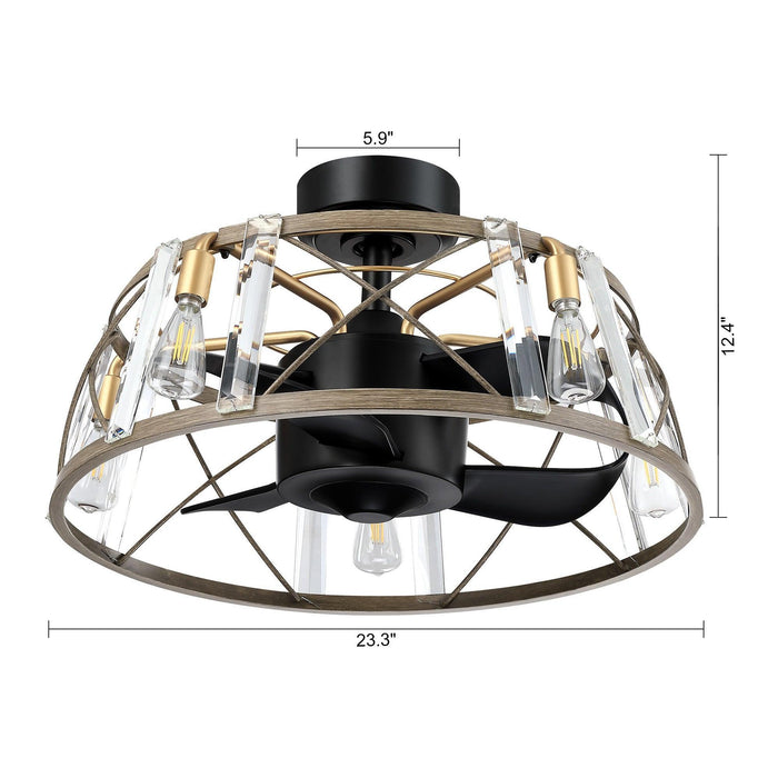 23" Modern Satin Nickel DC Motor Downrod Mount Reversible Fandelier Ceiling Fan with Lighting and Remote Control - Sweatfully