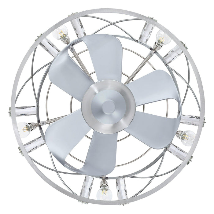23" Modern Satin Nickel DC Motor Downrod Mount Reversible Fandelier Ceiling Fan with Lighting and Remote Control - Sweatfully