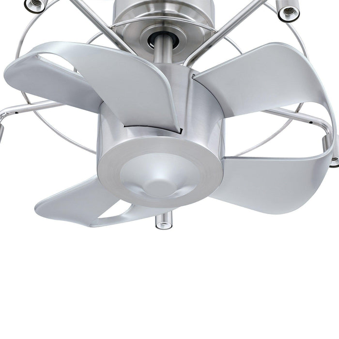 23" Modern Satin Nickel DC Motor Downrod Mount Reversible Fandelier Ceiling Fan with Lighting and Remote Control - Sweatfully