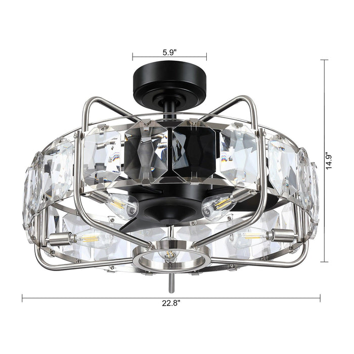 23" Modern DC Motor Downrod Mount Reversible Fandelier Ceiling Fan with Lighting and Remote Control - Sweatfully