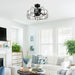 23" Modern DC Motor Downrod Mount Reversible Fandelier Ceiling Fan with Lighting and Remote Control - Sweatfully