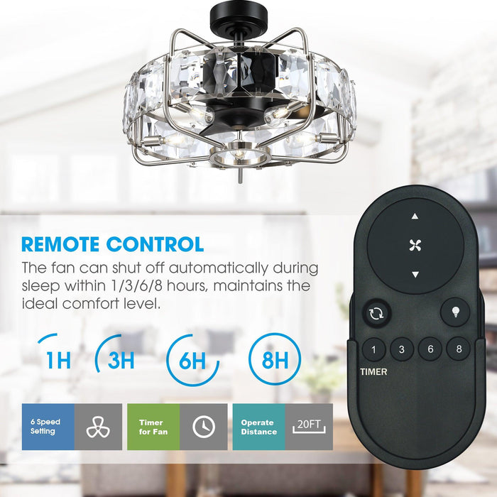 23" Modern DC Motor Downrod Mount Reversible Fandelier Ceiling Fan with Lighting and Remote Control - Sweatfully