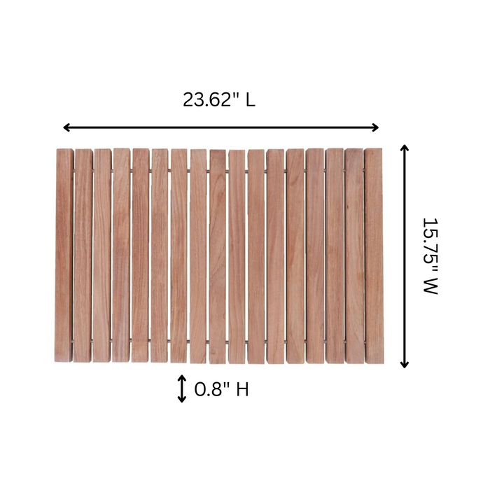 Sunriver Teak Shower and Bath String Mat with Rubber Feet 23.62" x 15.75" - Sweatfully