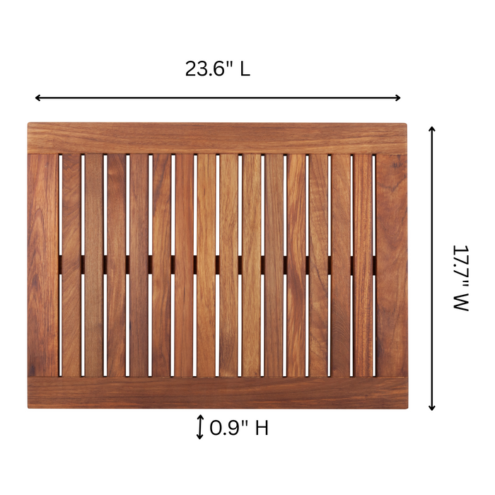 Juno Oiled Teak Shower and Bath Mat with Frame 23.6″ x 17.7″ - Sweatfully