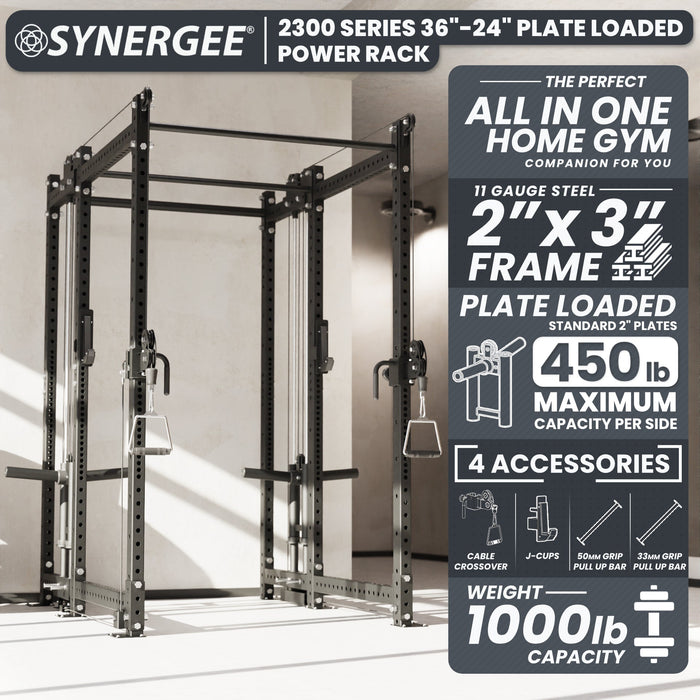 Synergee 2300 Series Power Cage with Plate Loaded Cable Cross Overs - Sweatfully