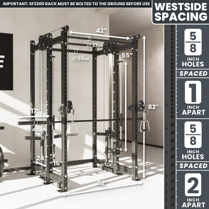 Synergee 2300 Series Power Cage with Plate Loaded Cable Cross Overs and Smith Machine - Sweatfully