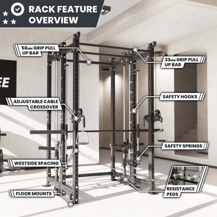 Synergee 2300 Series Power Cage with Plate Loaded Cable Cross Overs and Smith Machine - Sweatfully