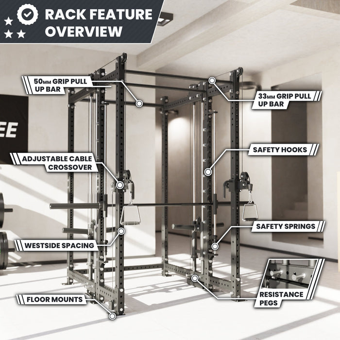 Synergee 2300 Series Power Cage with Plate Loaded Cable Cross Overs and Smith Machine - Sweatfully