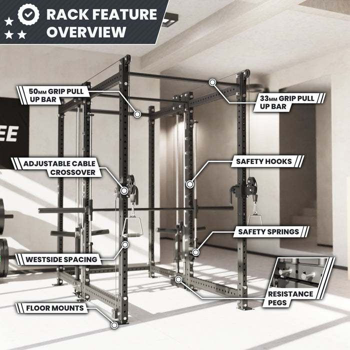 Synergee 2300 Series Power Cage with Plate Loaded Cable Cross Overs and Smith Machine - Sweatfully