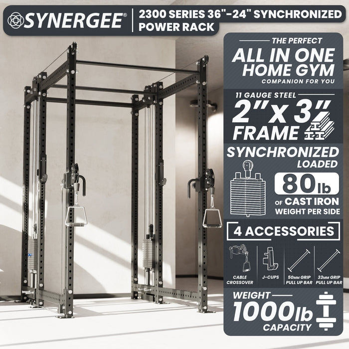 Synergee 2300 Series Power Cage with Synchronized Loaded Cable Cross Overs - Sweatfully