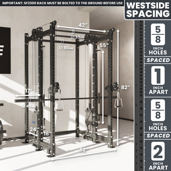 Synergee 2300 Series Power Cage with Synchronized Loaded Cable Cross Overs and Smith Machine - Sweatfully