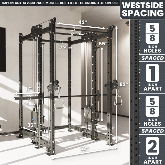 Synergee 2300 Series Power Cage with Synchronized Loaded Cable Cross Overs and Smith Machine - Sweatfully