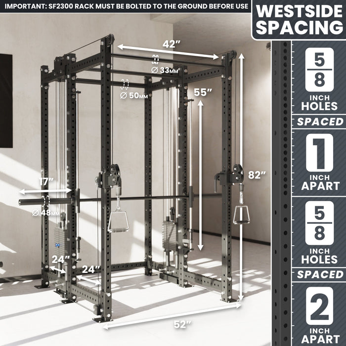 Synergee 2300 Series Power Cage with Synchronized Loaded Cable Cross Overs and Smith Machine - Sweatfully
