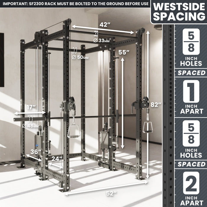 Synergee 2300 Series Power Cage with Synchronized Loaded Cable Cross Overs and Smith Machine - Sweatfully