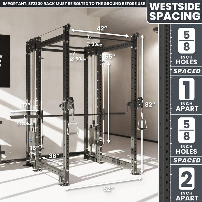 Synergee 2300 Series Power Cage with Synchronized Loaded Cable Cross Overs and Smith Machine - Sweatfully