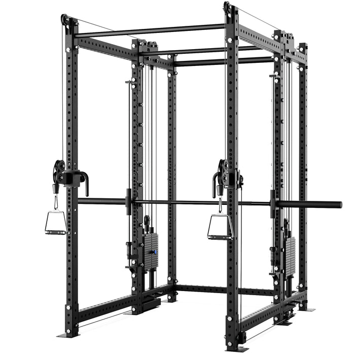 Synergee 2300 Series Power Cage with Synchronized Loaded Cable Cross Overs and Smith Machine - Sweatfully