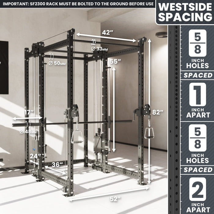 Synergee 2300 Series Power Cage with Synchronized Loaded Cable Cross Overs and Smith Machine - Sweatfully