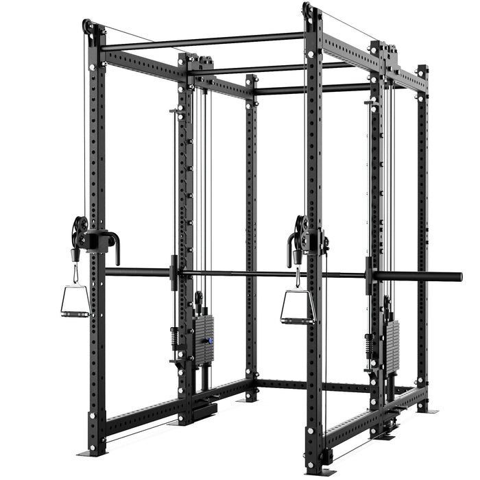 Synergee 2300 Series Power Cage with Synchronized Loaded Cable Cross Overs and Smith Machine - Sweatfully