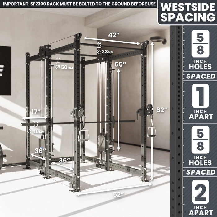 Synergee 2300 Series Power Cage with Synchronized Loaded Cable Cross Overs and Smith Machine - Sweatfully