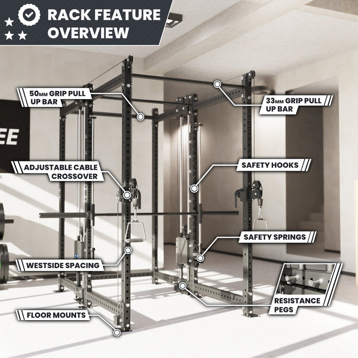 Synergee 2300 Series Power Cage with Synchronized Loaded Cable Cross Overs and Smith Machine - Sweatfully