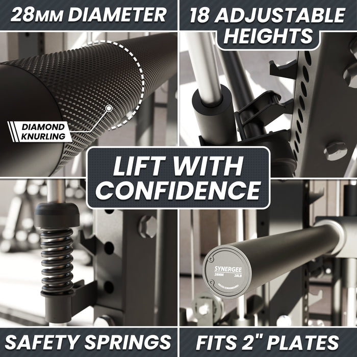 Synergee 2300 Series Power Cage with Plate Loaded Cable Cross Overs and Smith Machine - Sweatfully