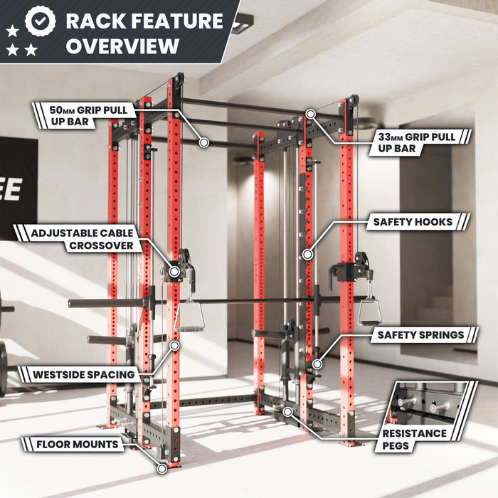 Synergee 2300 Series Power Cage with Plate Loaded Cable Cross Overs and Smith Machine - Sweatfully