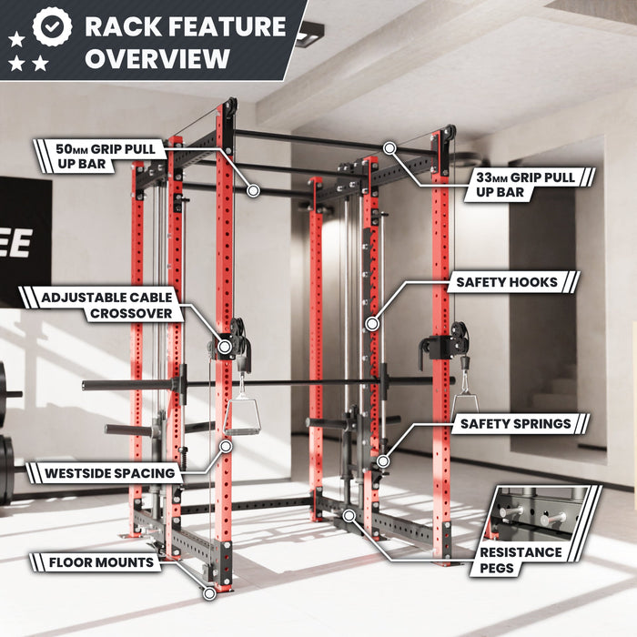 Synergee 2300 Series Power Cage with Plate Loaded Cable Cross Overs and Smith Machine - Sweatfully