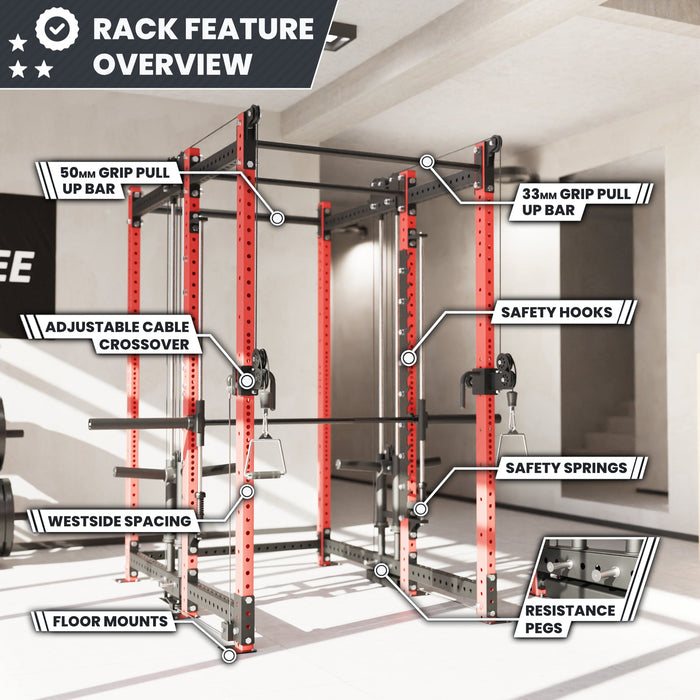 Synergee 2300 Series Power Cage with Plate Loaded Cable Cross Overs and Smith Machine - Sweatfully