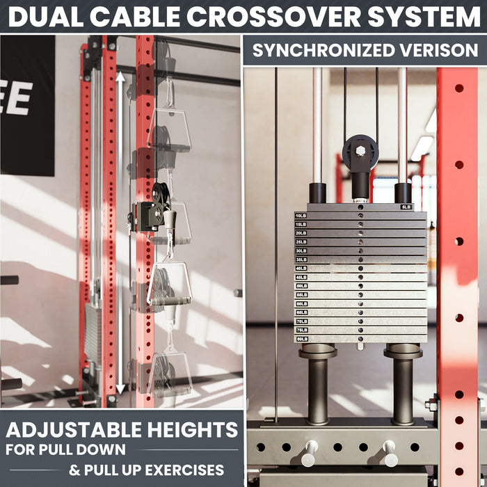 Synergee 2300 Series Power Cage with Synchronized Loaded Cable Cross Overs and Smith Machine - Sweatfully