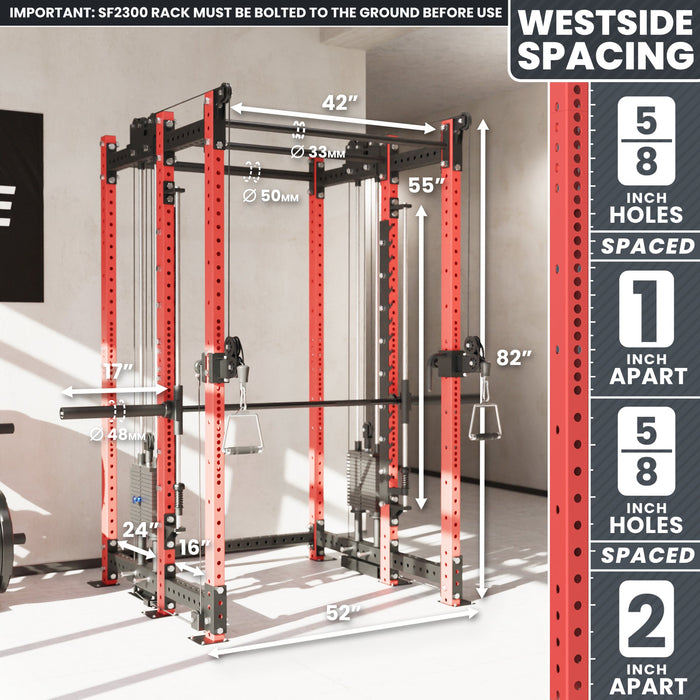 Synergee 2300 Series Power Cage with Synchronized Loaded Cable Cross Overs and Smith Machine - Sweatfully