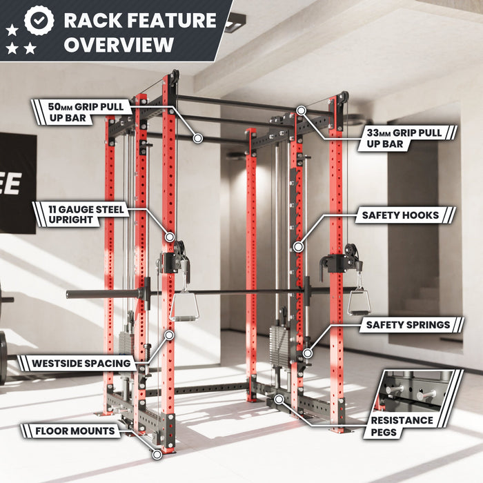 Synergee 2300 Series Power Cage with Synchronized Loaded Cable Cross Overs and Smith Machine - Sweatfully