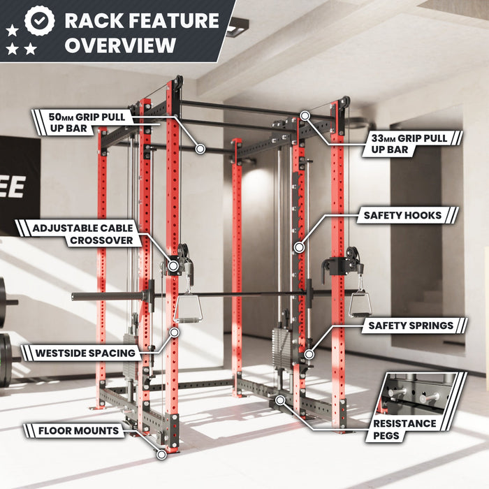 Synergee 2300 Series Power Cage with Synchronized Loaded Cable Cross Overs and Smith Machine - Sweatfully