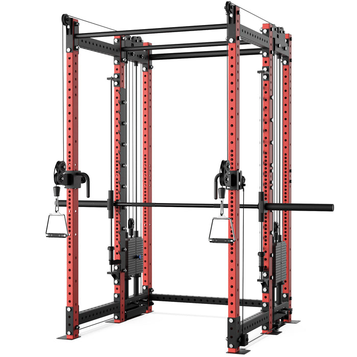 Synergee 2300 Series Power Cage with Synchronized Loaded Cable Cross Overs and Smith Machine - Sweatfully