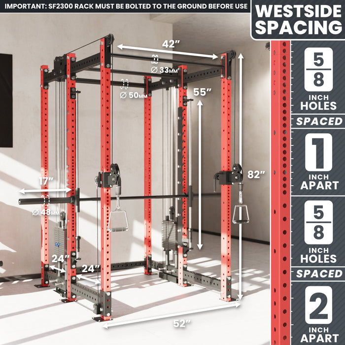 Synergee 2300 Series Power Cage with Synchronized Loaded Cable Cross Overs and Smith Machine - Sweatfully