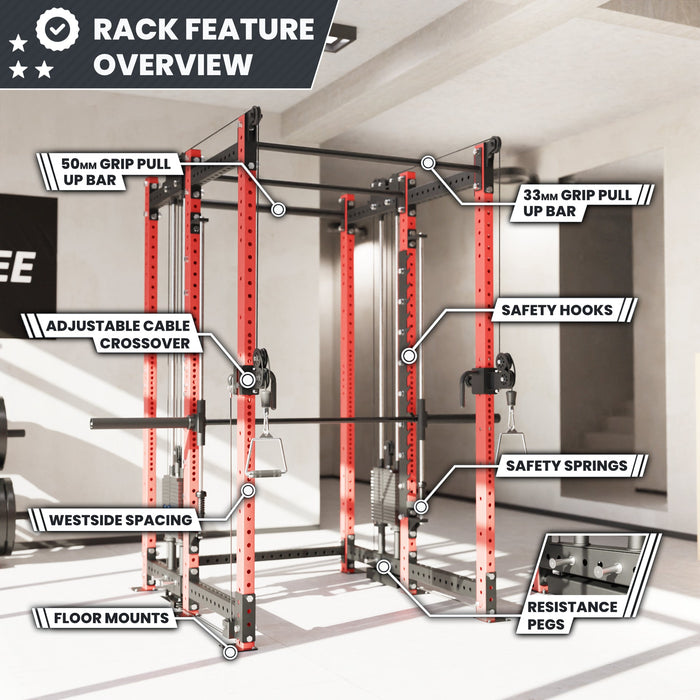 Synergee 2300 Series Power Cage with Synchronized Loaded Cable Cross Overs and Smith Machine - Sweatfully