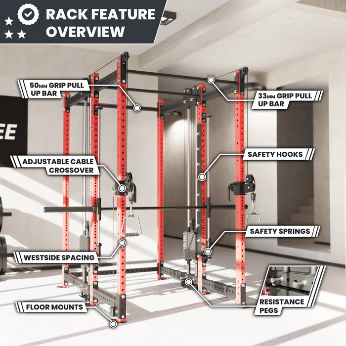 Synergee 2300 Series Power Cage with Synchronized Loaded Cable Cross Overs and Smith Machine - Sweatfully